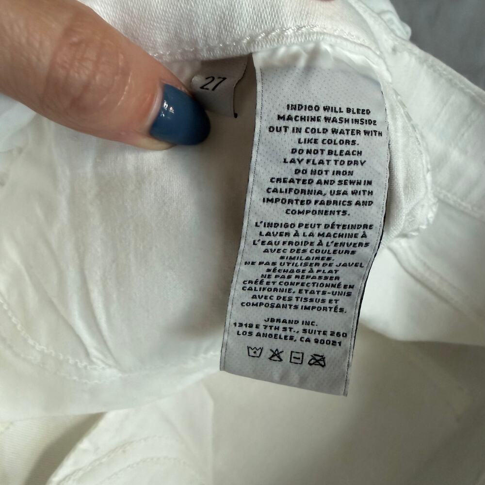 J Brand White Skinny Jeans Size 27 Textured Dot Stretch Denim - Picture 9 of 13